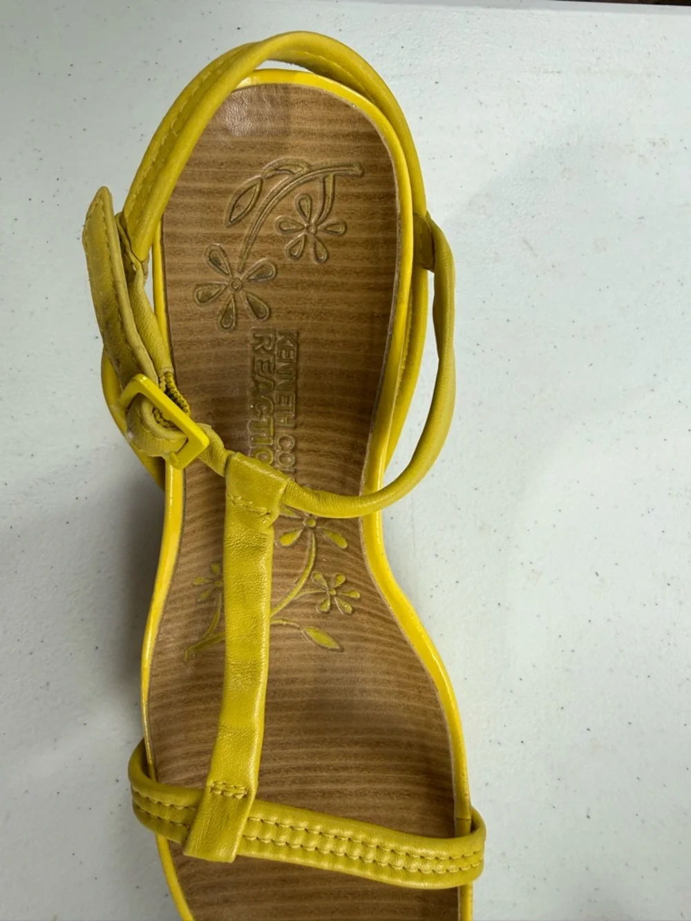 Kenneth Cole Reaction Yellow Wedge Sandals